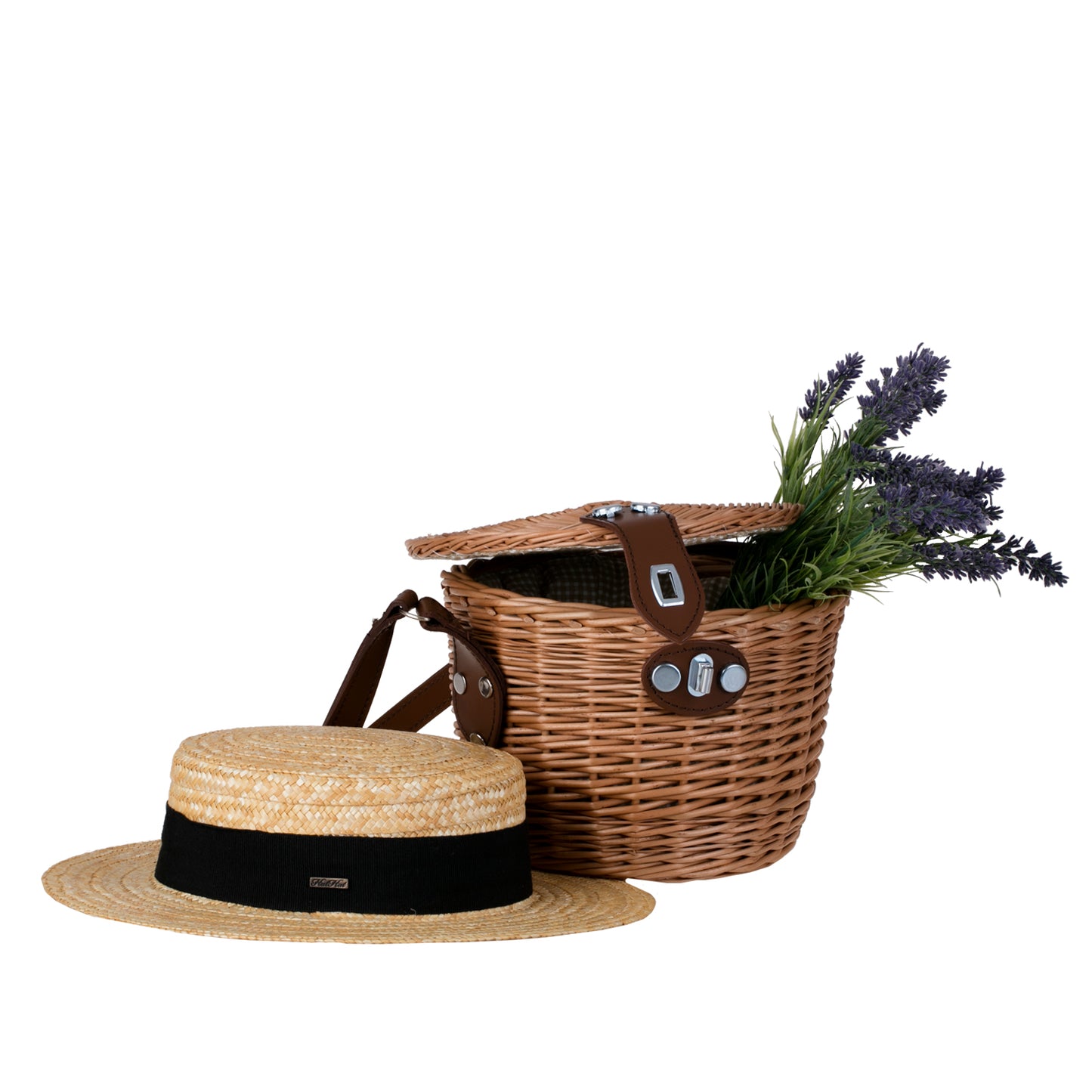 Rivora wiklinowy kosz-torebka na ramię z pokrywą i skórzanym paskiem TheWickerStories