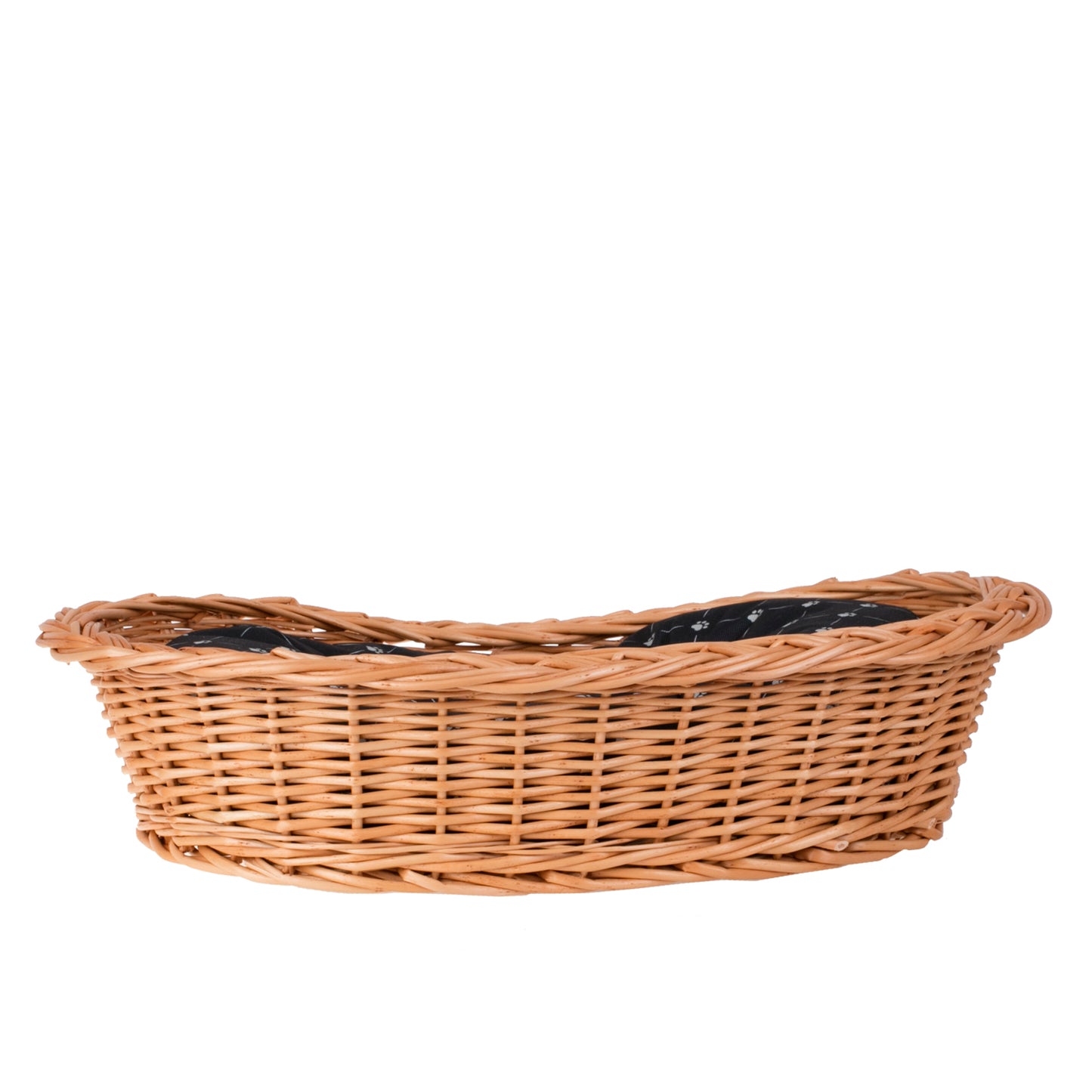 Enovia wiklinowy kosz dla psa i kota z czarną poduszką TheWickerStories