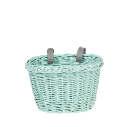 Paulus wiklinowy koszyczek rowerowy z paskami TheWickerStories