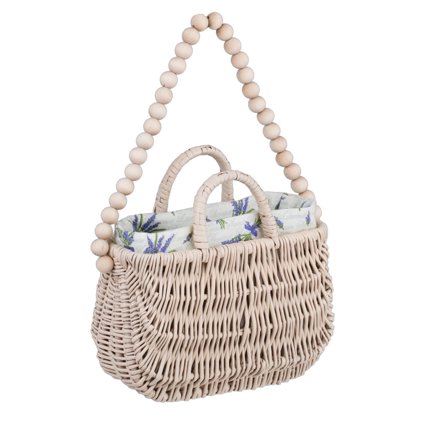 Raja wiklinowa torebka z białym obszyciem i uchwytem TheWickerStories