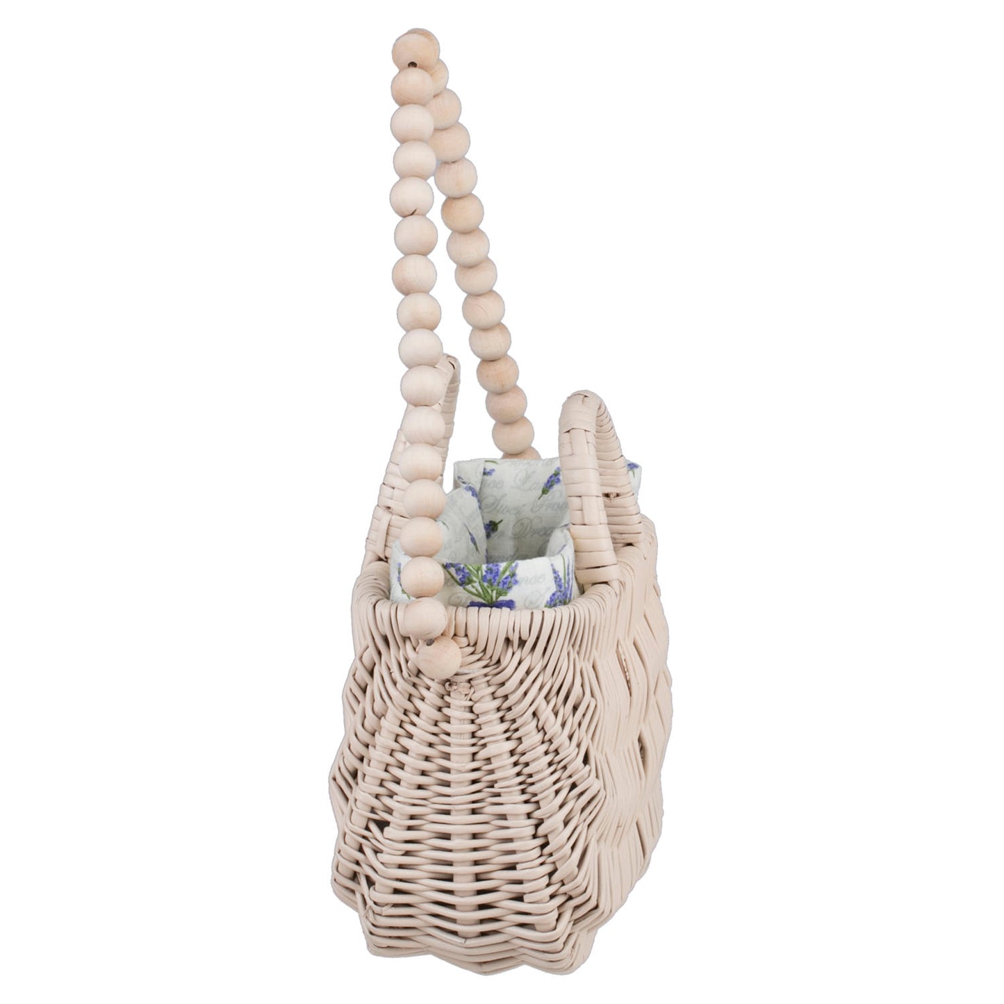 Raja wiklinowa torebka z białym obszyciem i uchwytem TheWickerStories