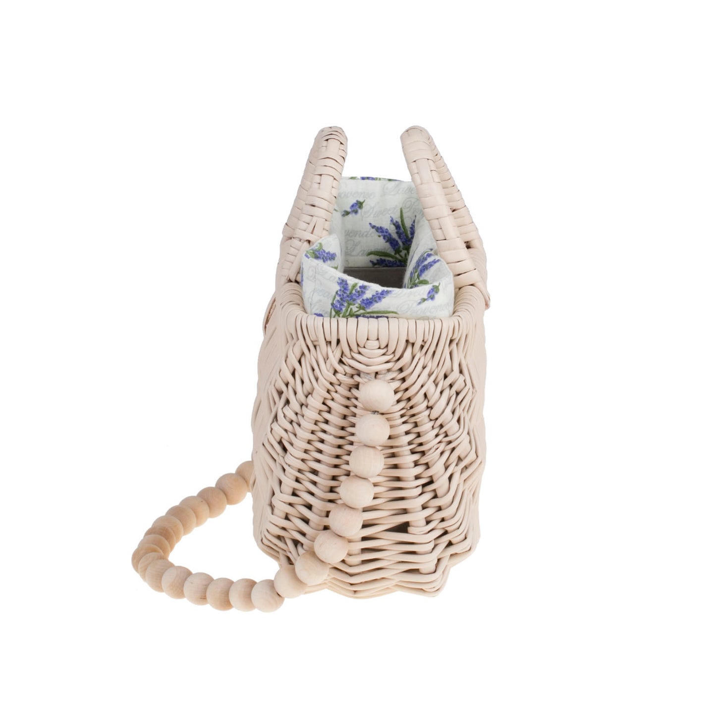 Raja wiklinowa torebka z białym obszyciem i uchwytem TheWickerStories