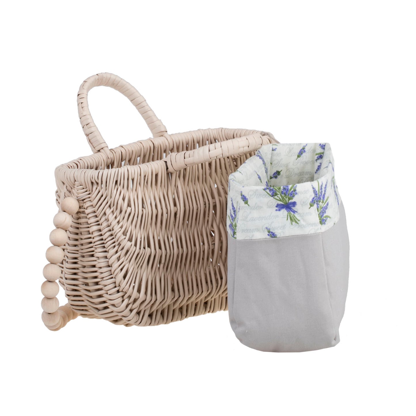 Raja wiklinowa torebka z białym obszyciem i uchwytem TheWickerStories