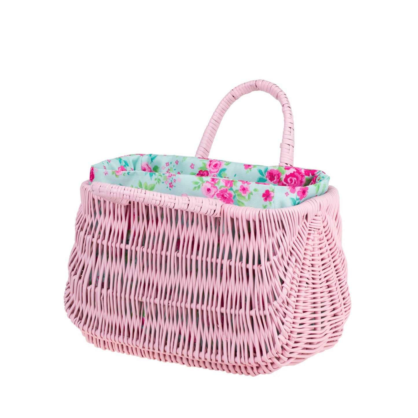 Werlissa wiklinowy koszyk-torebka na plażę z miętowym obszyciem, z rączką TheWickerStories