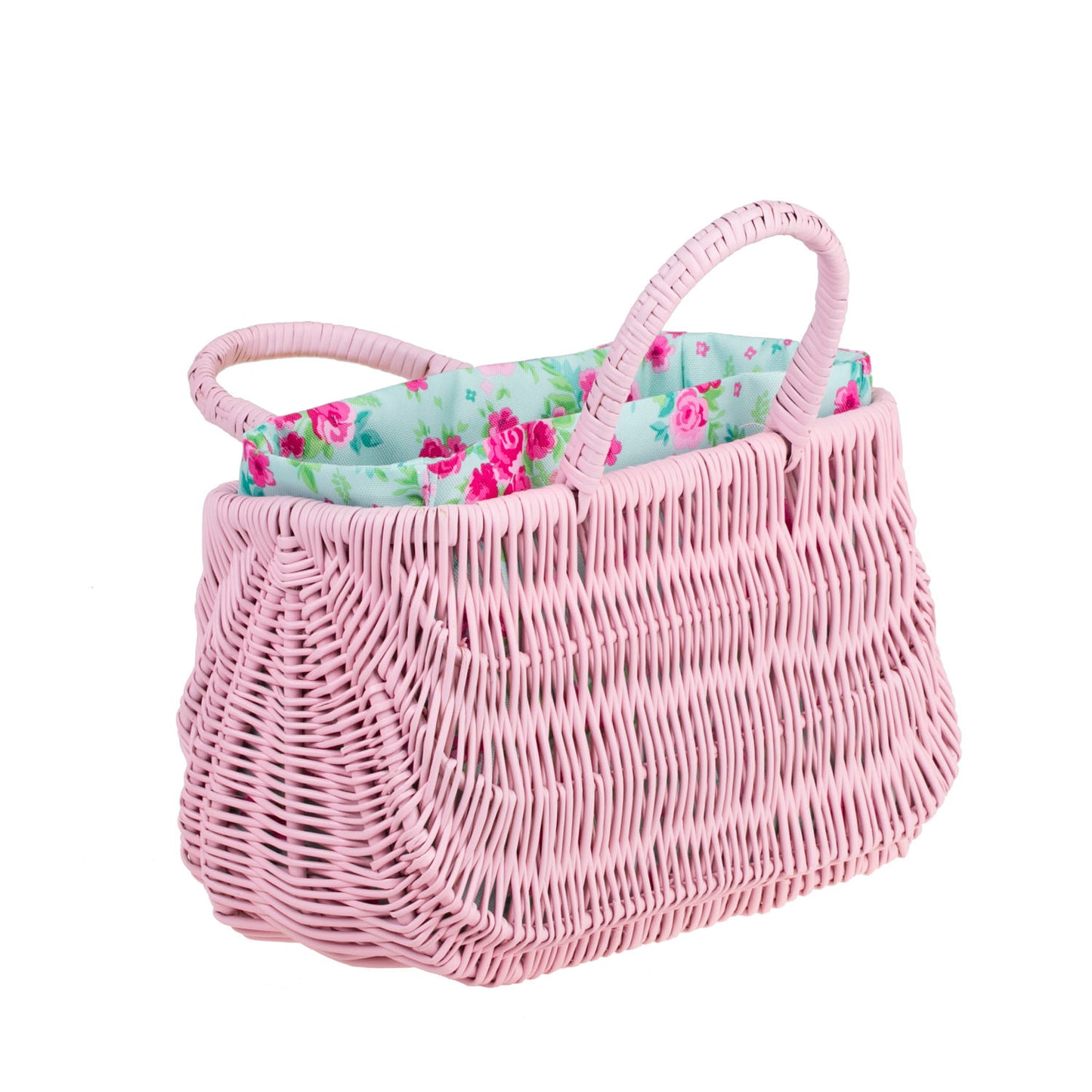 Werlissa wiklinowy koszyk-torebka na plażę z miętowym obszyciem, z rączką TheWickerStories