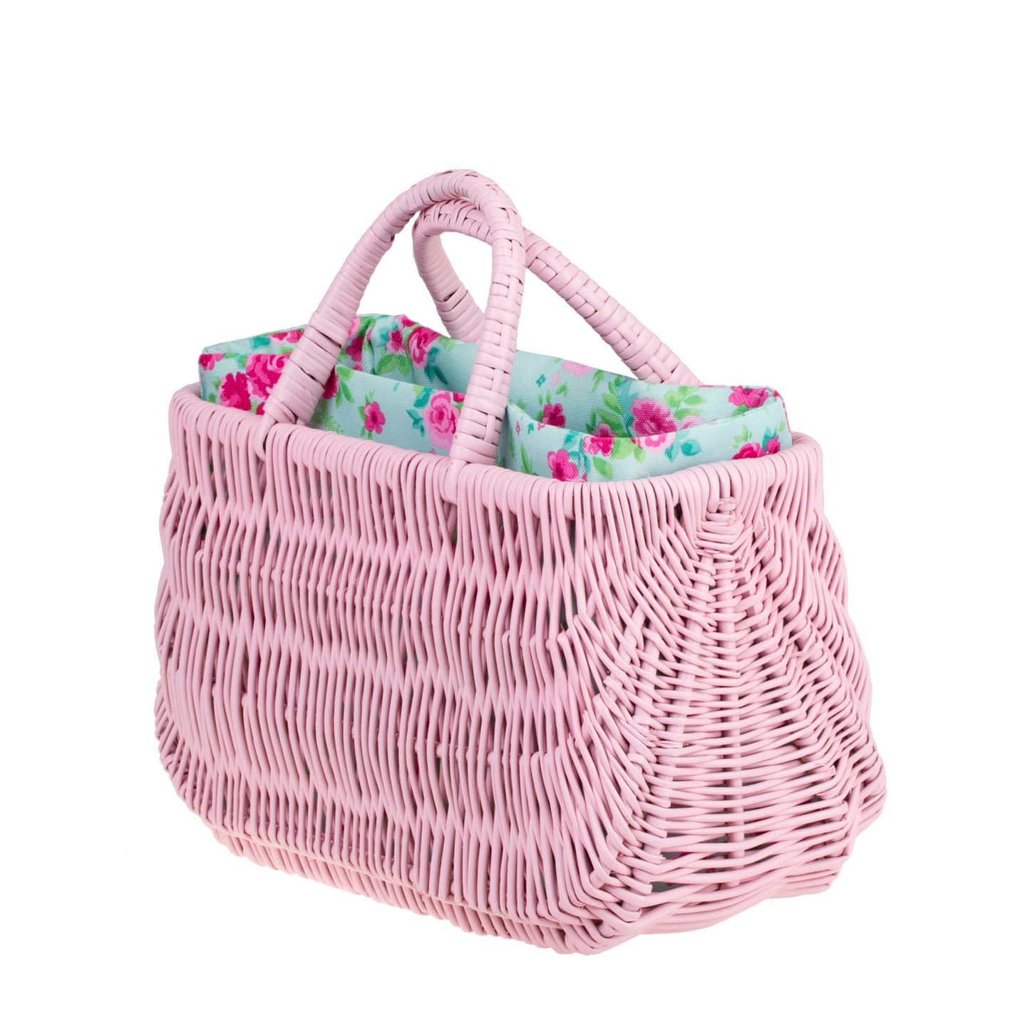 Werlissa wiklinowy koszyk-torebka na plażę z miętowym obszyciem, z rączką TheWickerStories