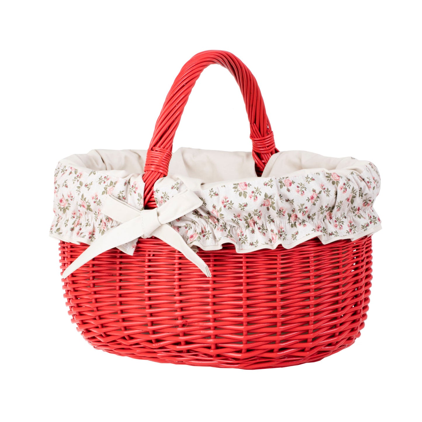 Werburga kosz na zakupy z rączką wiklinową i białym obszyciem TheWickerStories