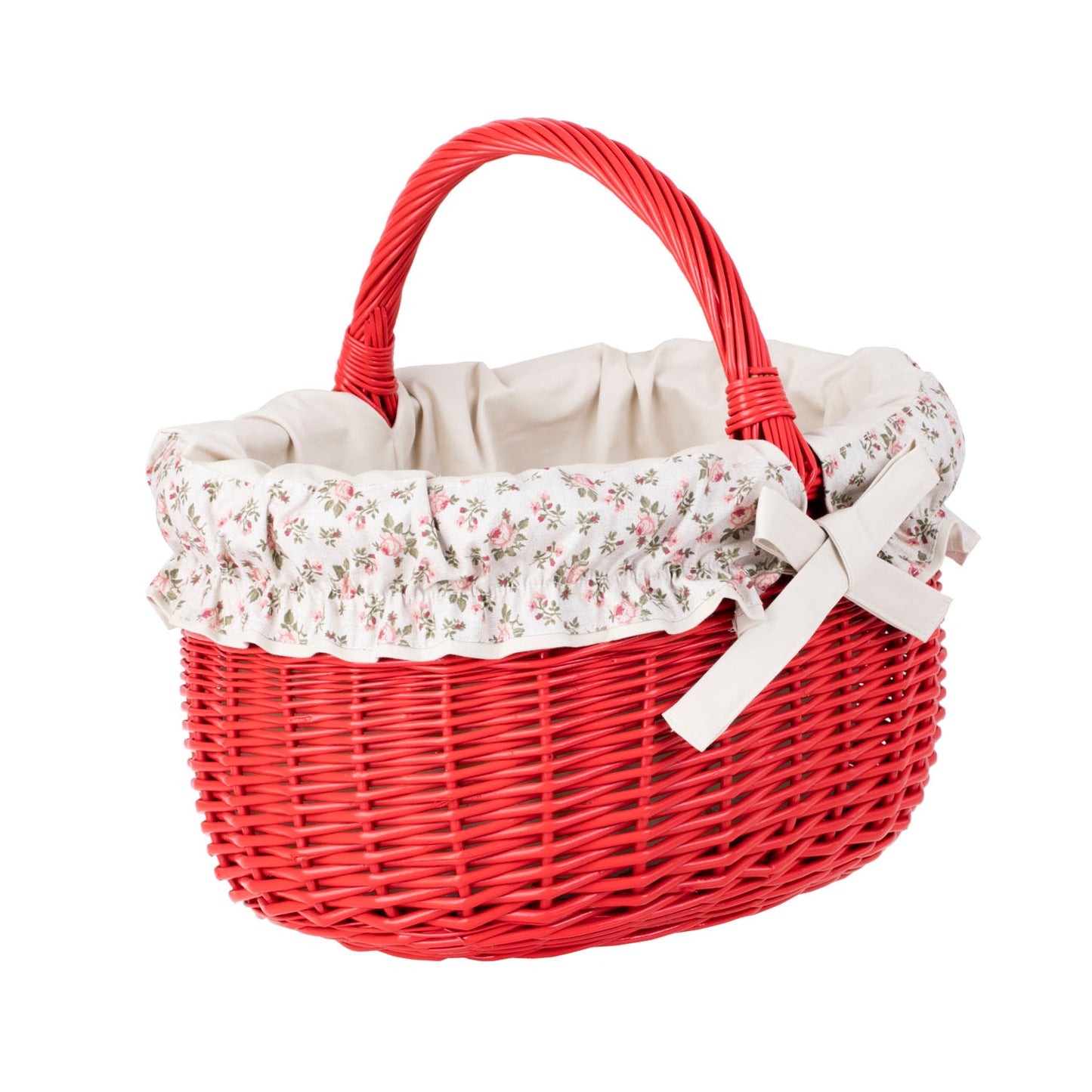 Werburga kosz na zakupy z rączką wiklinową i białym obszyciem TheWickerStories