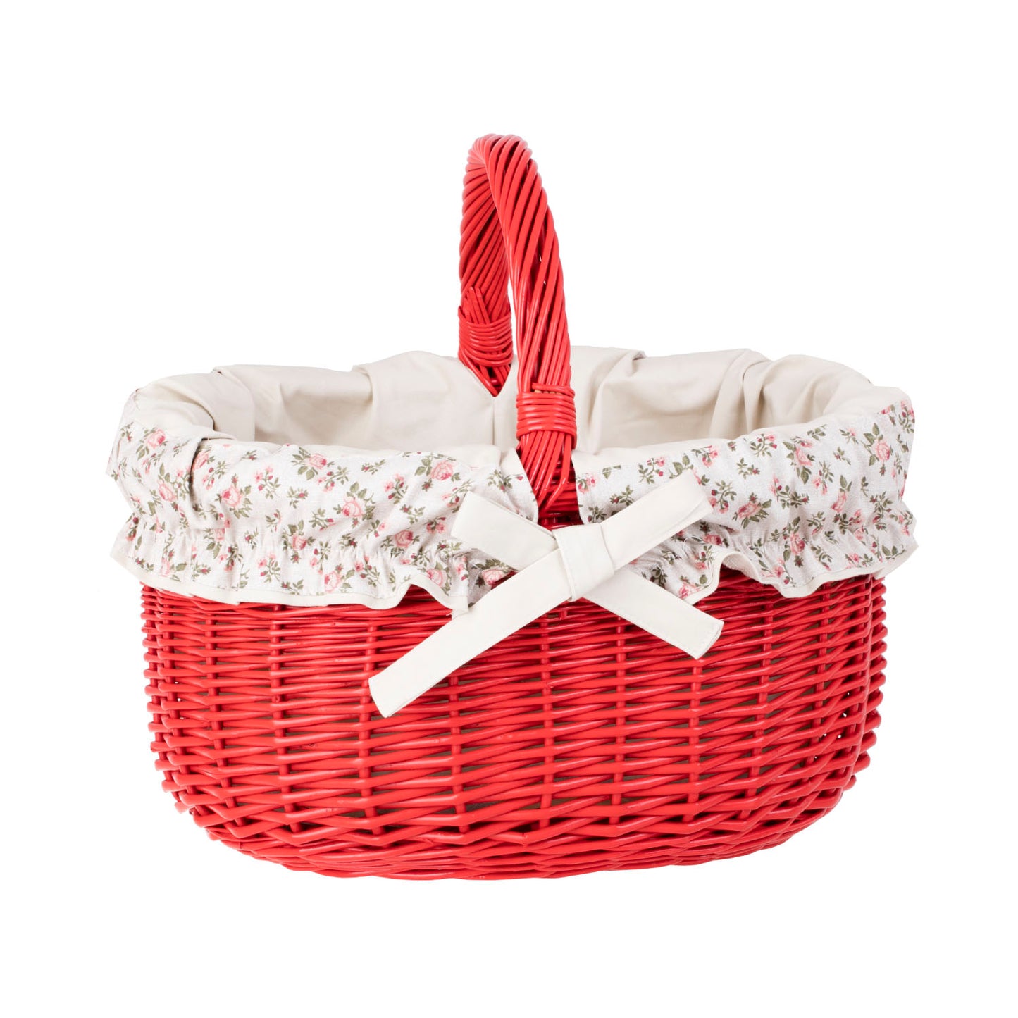 Werburga kosz na zakupy z rączką wiklinową i białym obszyciem TheWickerStories