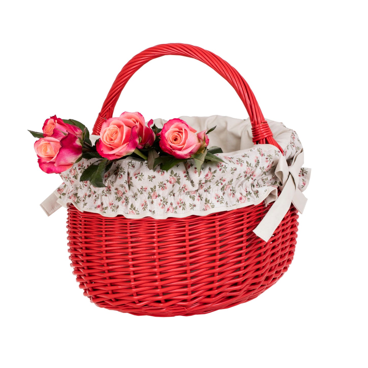 Werburga kosz na zakupy z rączką wiklinową i białym obszyciem TheWickerStories