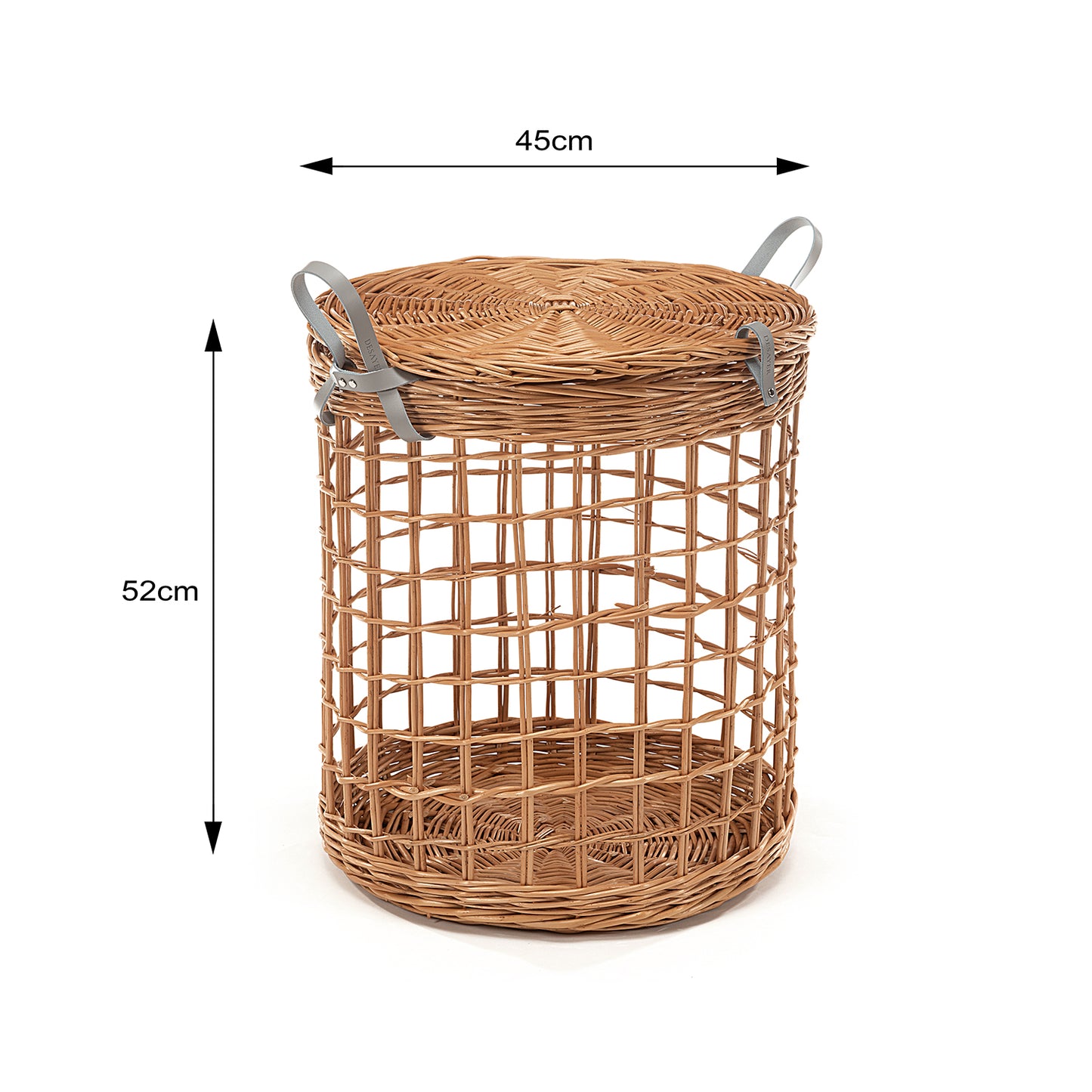 Minoria wiklinowy kosz na pranie z grafitowym obszyciem, z pokrywą i uchwytami TheWickerStories