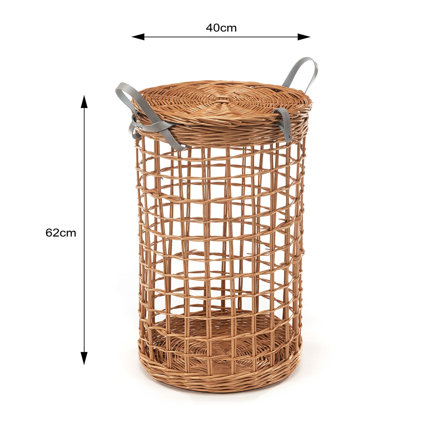 Minoria wiklinowy kosz na pranie z grafitowym obszyciem, z pokrywą i uchwytami TheWickerStories