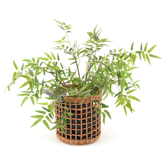 Minoria wiklinowy kosz do przechowywania i na pranie z uchwytami skórzanymi TheWickerStories