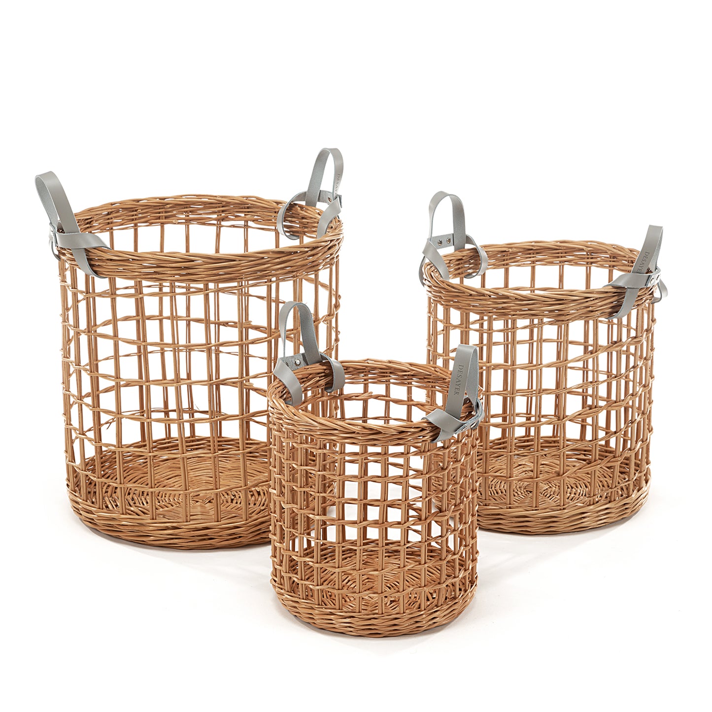 Minoria wiklinowy kosz do przechowywania z dwoma skórzanymi uchwytami TheWickerStories