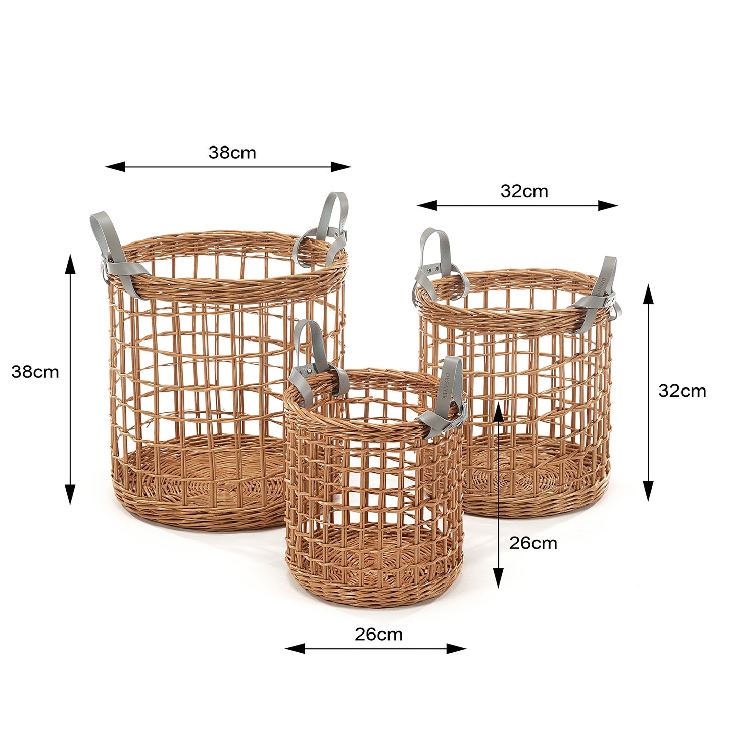 Minoria wiklinowy kosz do przechowywania z dwoma skórzanymi uchwytami TheWickerStories