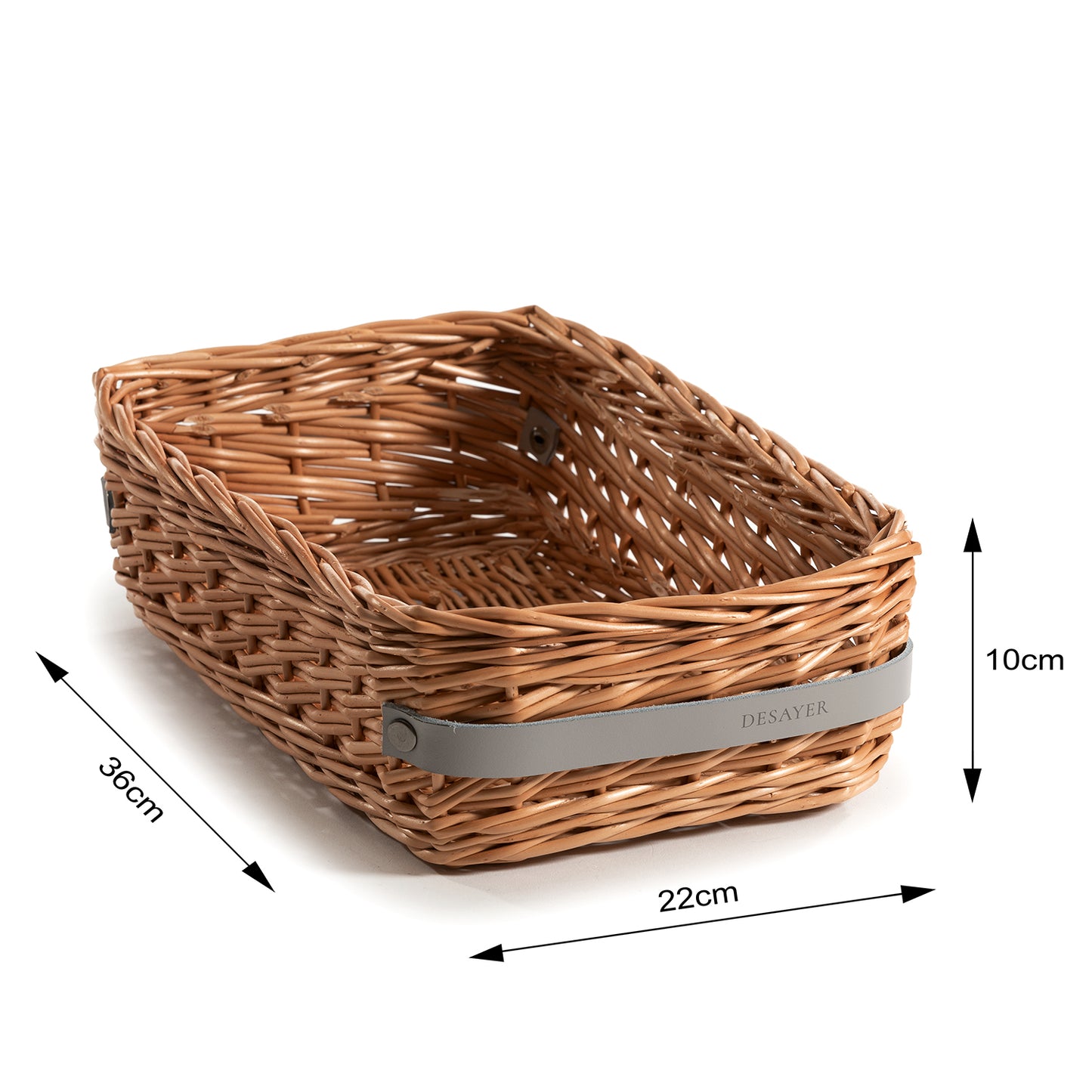 Lalina wiklinowy kosz do przechowywania i serwowania pieczywa, z dwoma skórzanymi uchwytami TheWickerStories