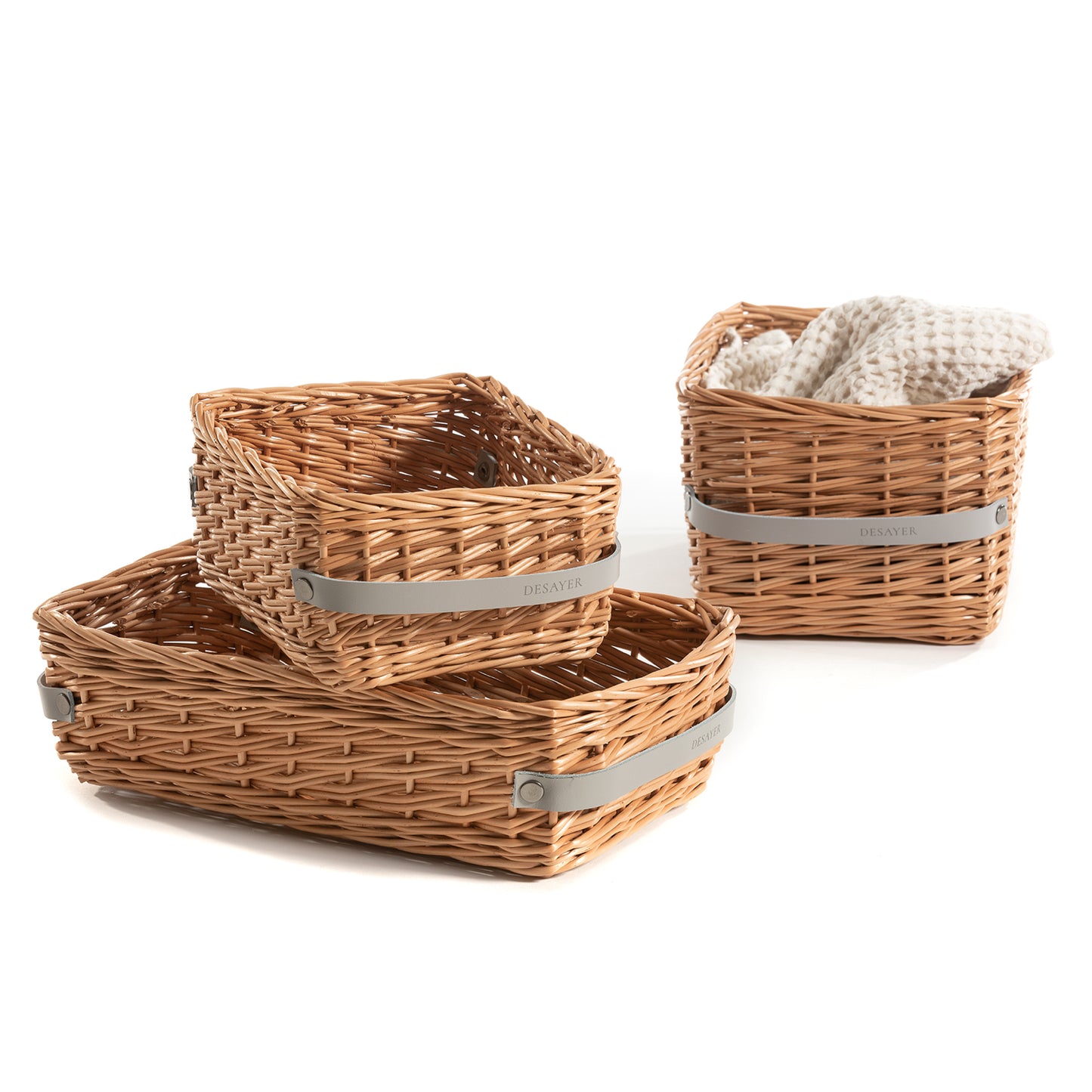 Lalina wiklinowy kosz do przechowywania i serwowania pieczywa, z dwoma skórzanymi uchwytami TheWickerStories