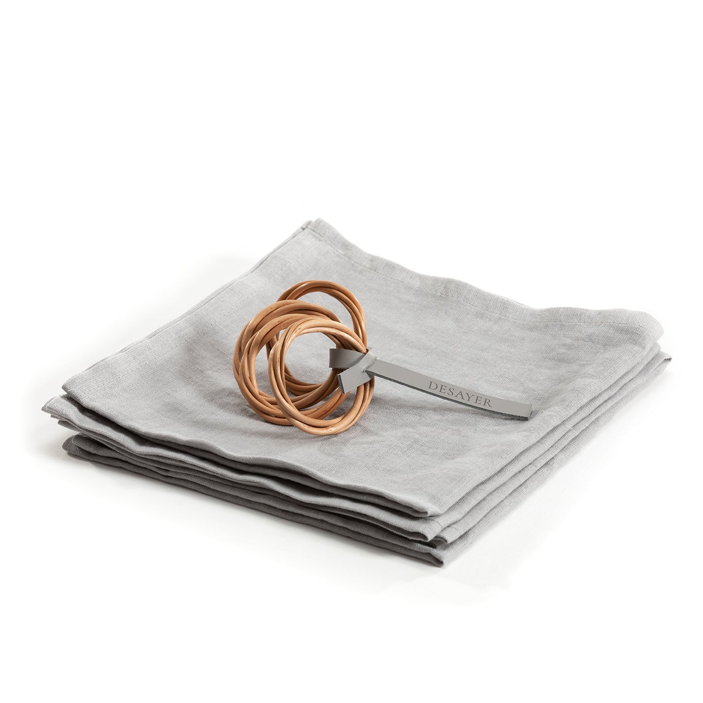 Amira wiklinowy pierścień do serwetek z lnianymi serwetkami, szary zestaw 4 szt. TheWickerStories