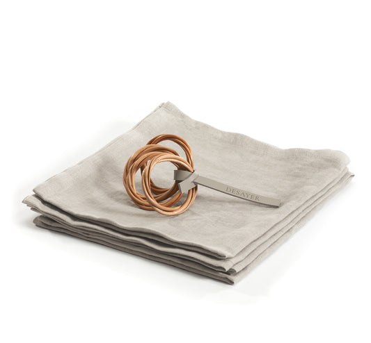 Amira wiklinowy pierścień na serwetki z lnianymi serwetkami, zestaw 4 TheWickerStories
