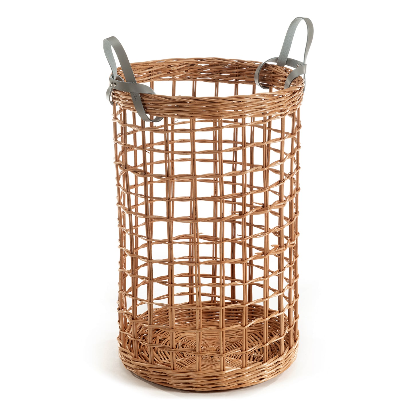 Minoria wiklinowy kosz do przechowywania i na pranie z uchwytami skórzanymi TheWickerStories