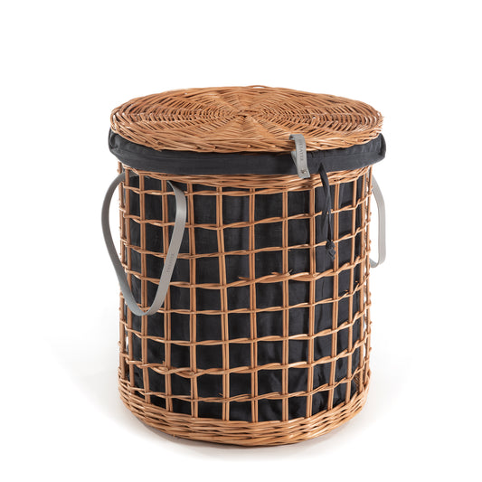 Minoria wiklinowy kosz na pranie z grafitowym obszyciem, z pokrywą i uchwytami TheWickerStories