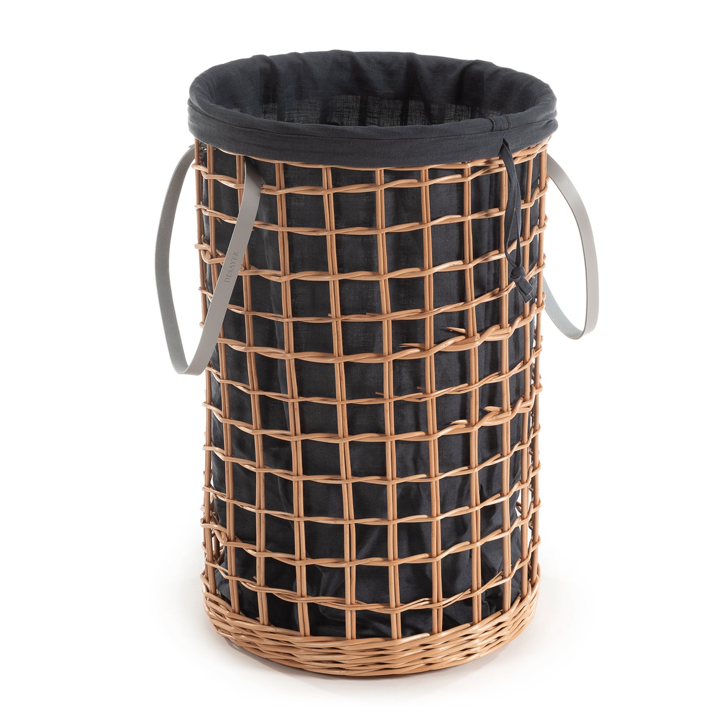 Minoria wiklinowy kosz na pranie z grafitowym obszyciem, z pokrywą i uchwytami TheWickerStories