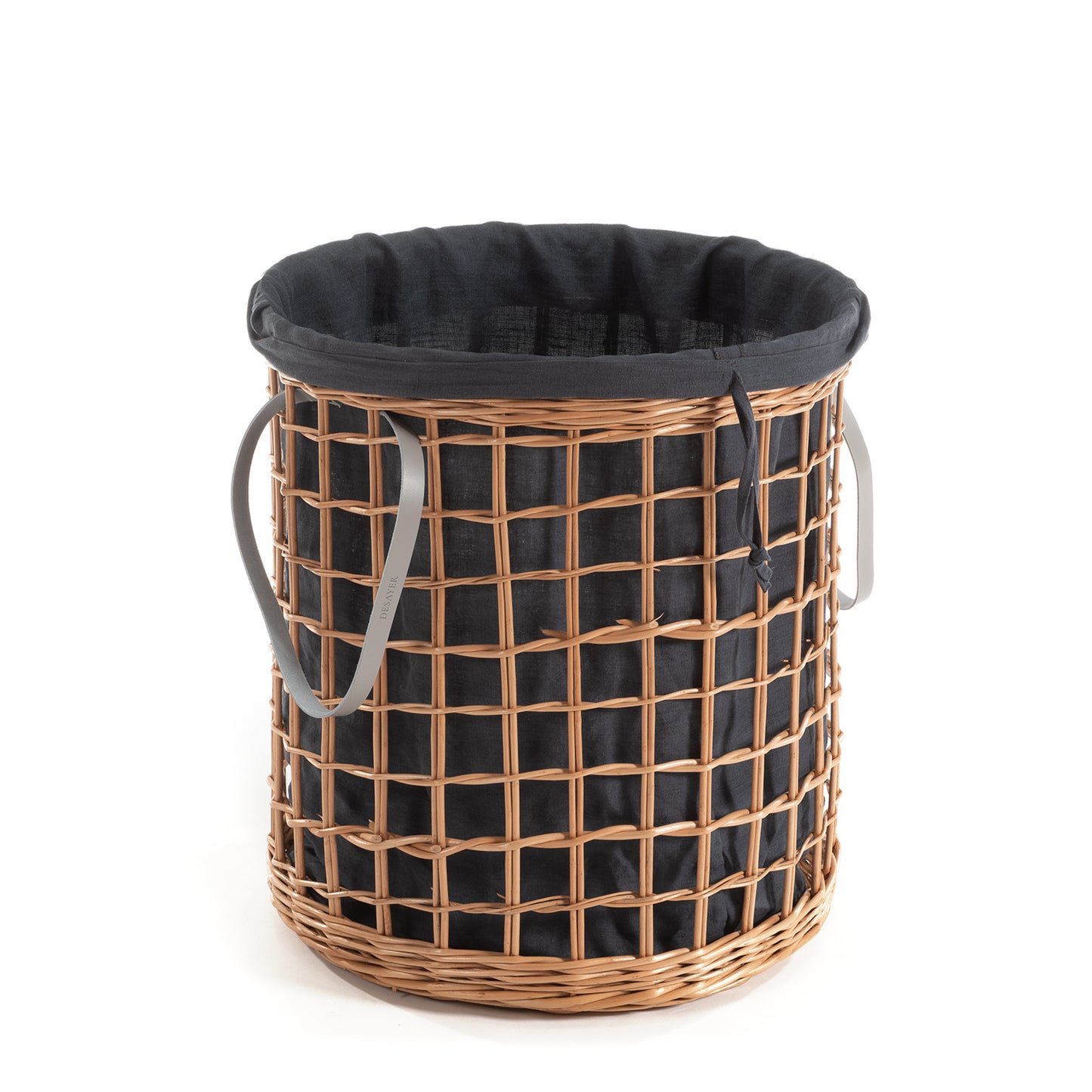 Minoria wiklinowy kosz na pranie z grafitowym obszyciem, z pokrywą i uchwytami TheWickerStories