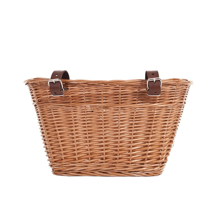 Paulus wiklinowy koszyczek na rower z paskami z ekoskóry TheWickerStories