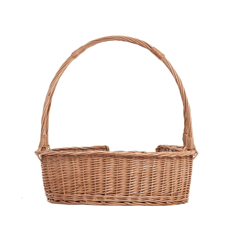 Esmira wiklinowy kosz legowisko dla psa i kota z rączką, z szarą poduszką TheWickerStories