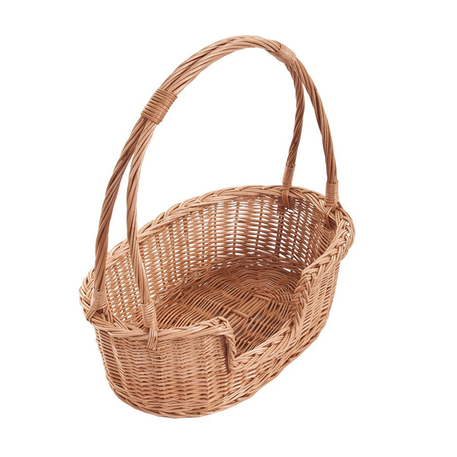 Esmira wiklinowy kosz legowisko dla psa i kota z rączką, z szarą poduszką TheWickerStories