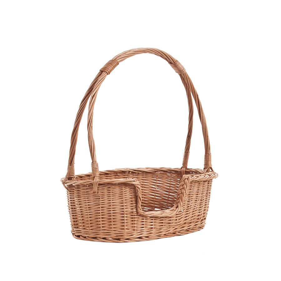 Esmira wiklinowy kosz legowisko dla psa i kota z rączką, z szarą poduszką TheWickerStories