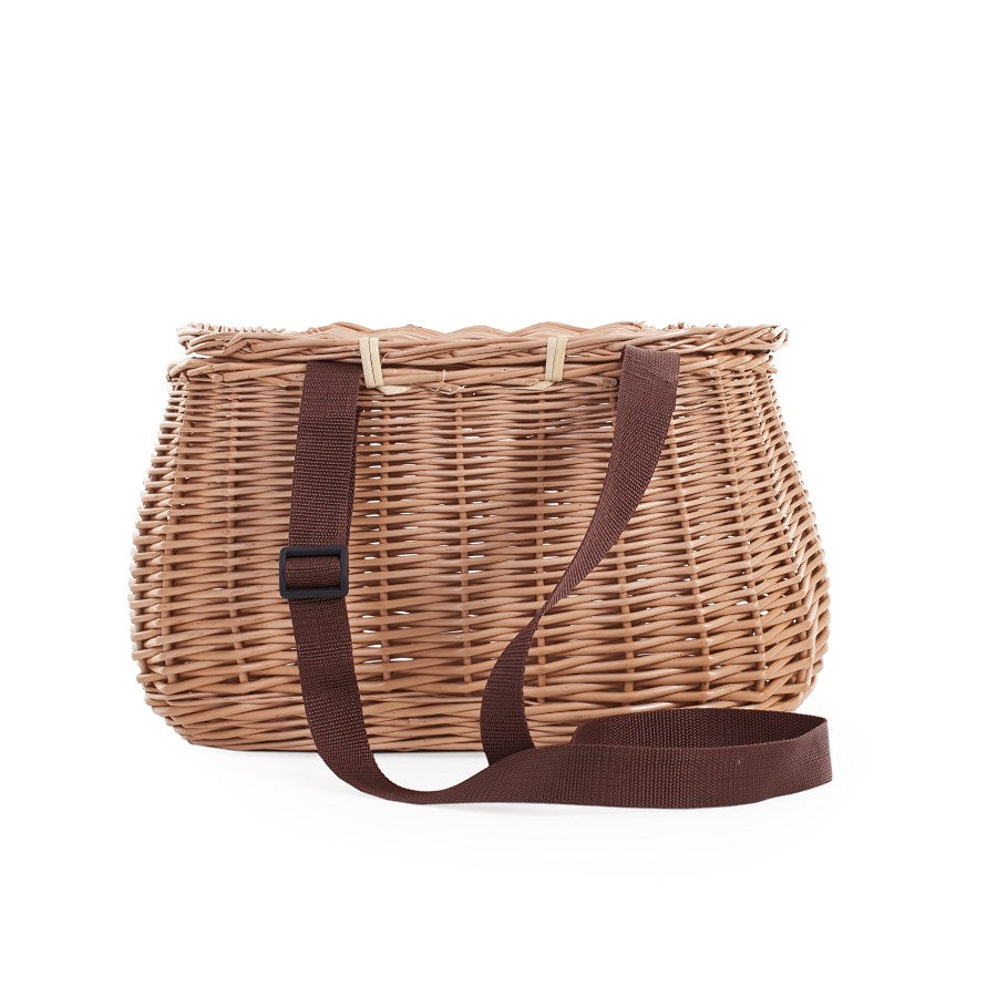 Marone wiklinowy koszyk rybacki z paskiem i zamknięciem TheWickerStories