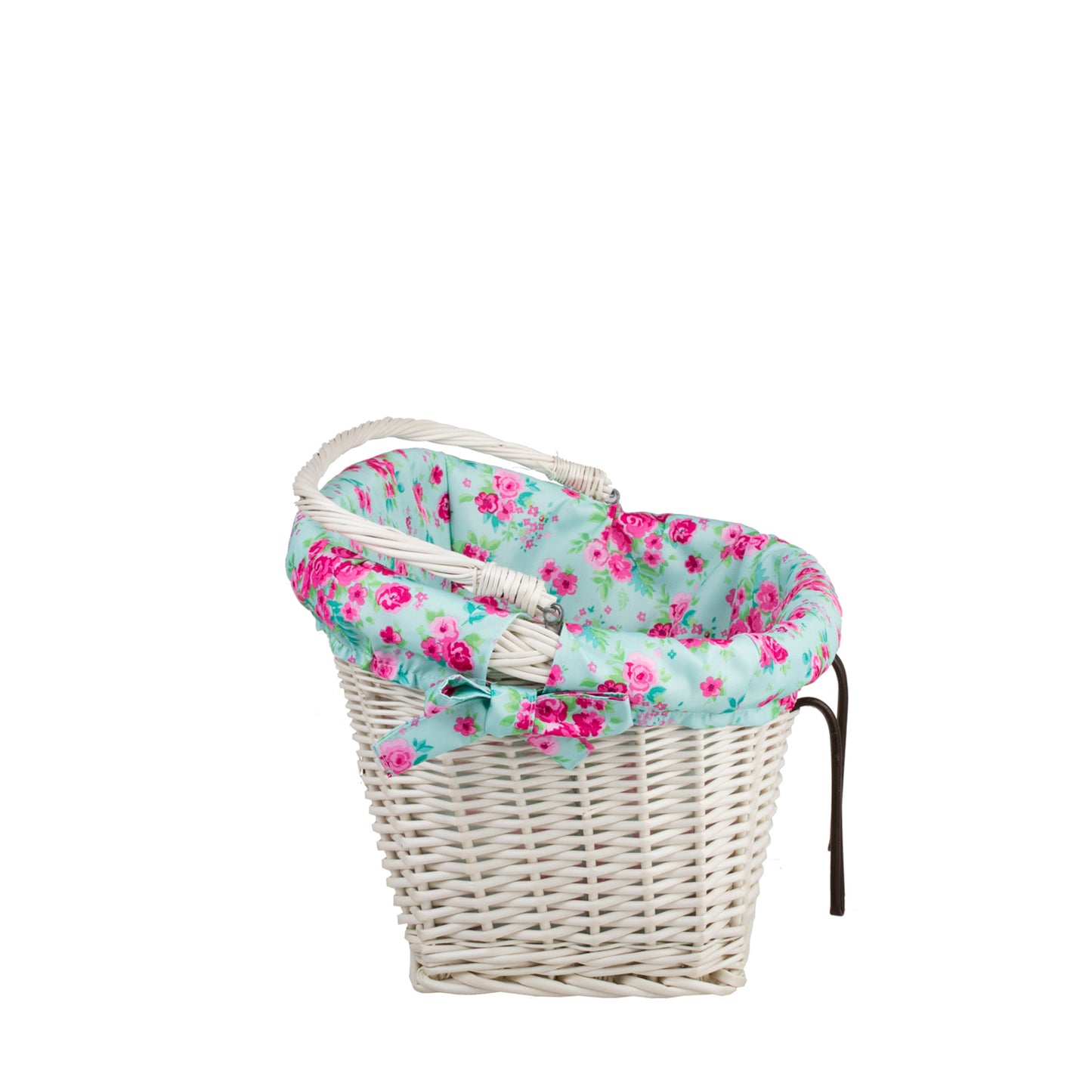 Marinus wiklinowy kosz na rower z miętowym obszyciem, z rączką TheWickerStories