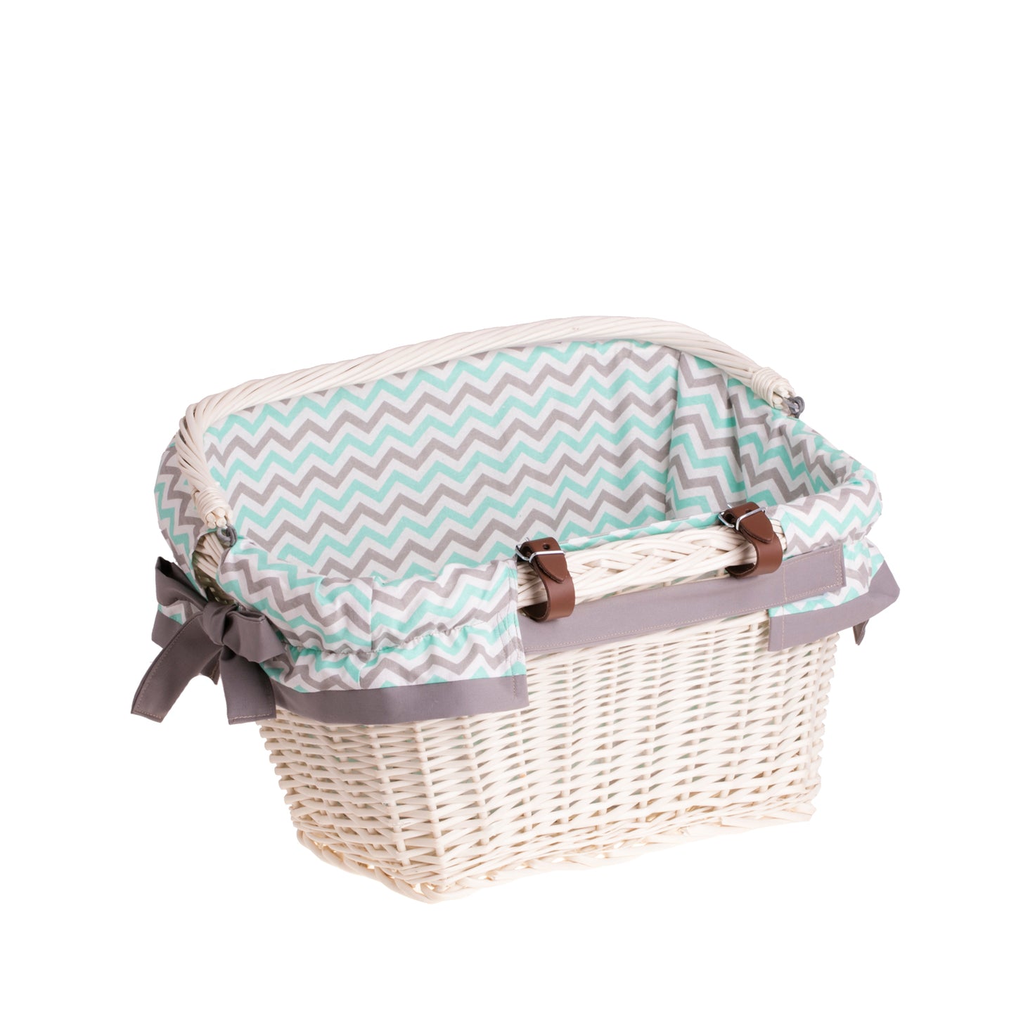 Magnus wiklinowy kosz na rower z obszyciem na kierownicę, z paskami TheWickerStories