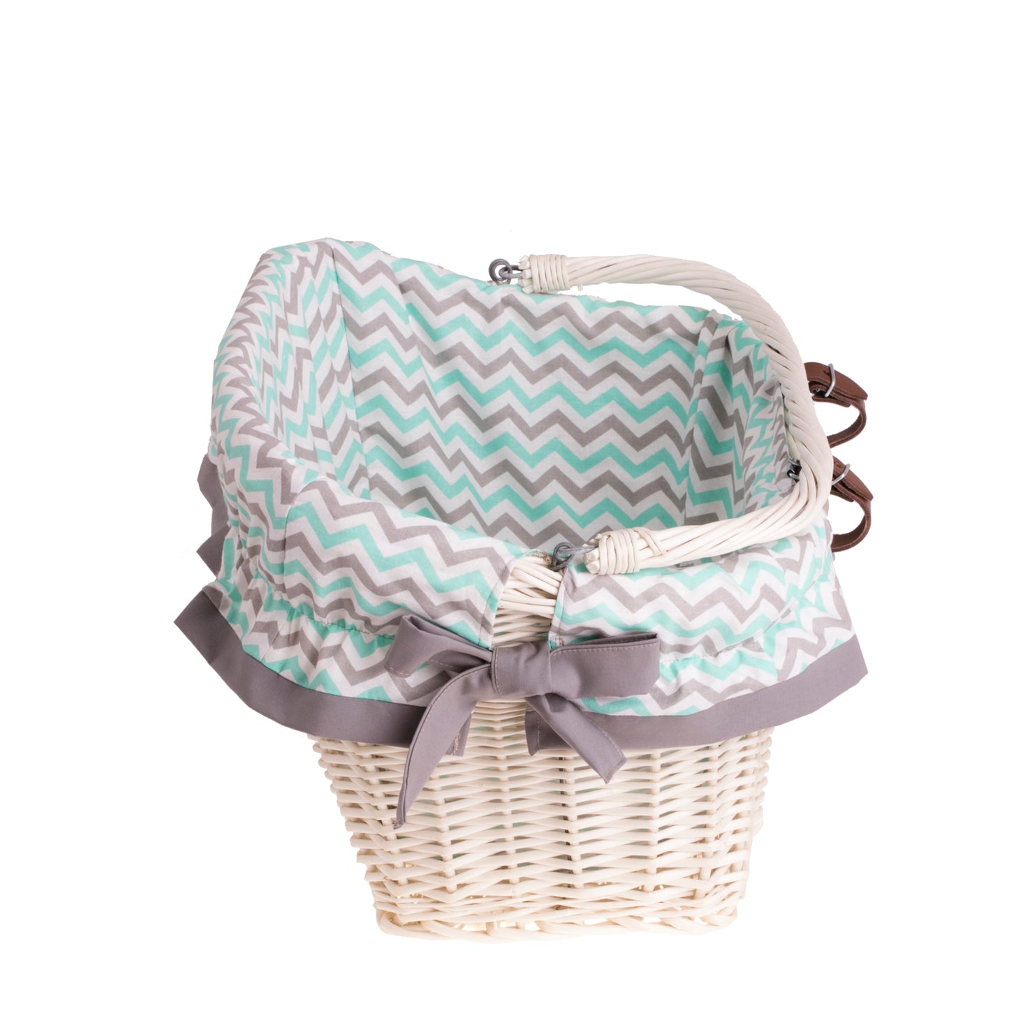 Magnus wiklinowy kosz na rower z obszyciem na kierownicę, z paskami TheWickerStories