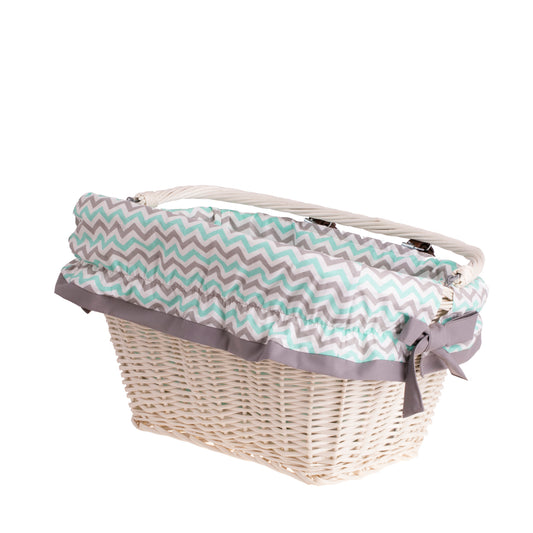 Magnus wiklinowy kosz na rower z obszyciem na kierownicę, z paskami TheWickerStories