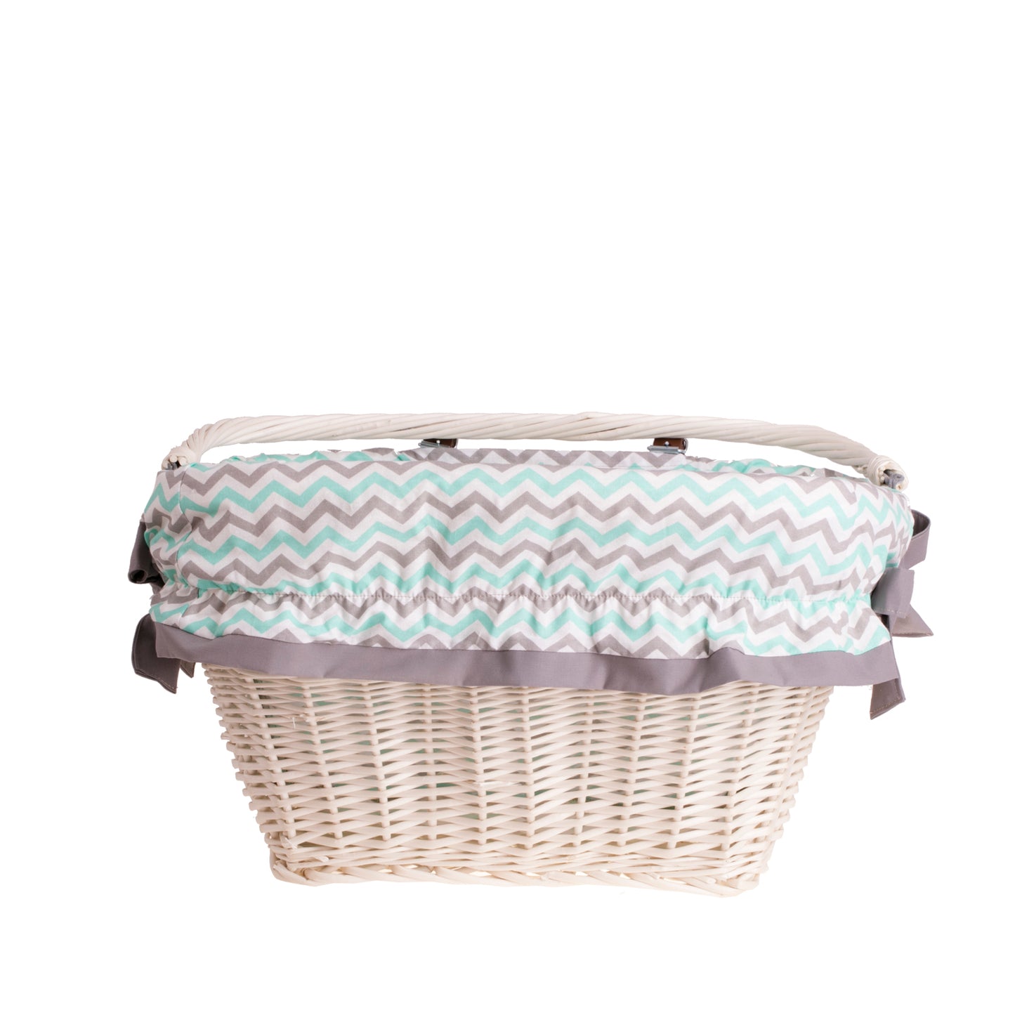 Magnus wiklinowy kosz na rower z obszyciem na kierownicę, z paskami TheWickerStories