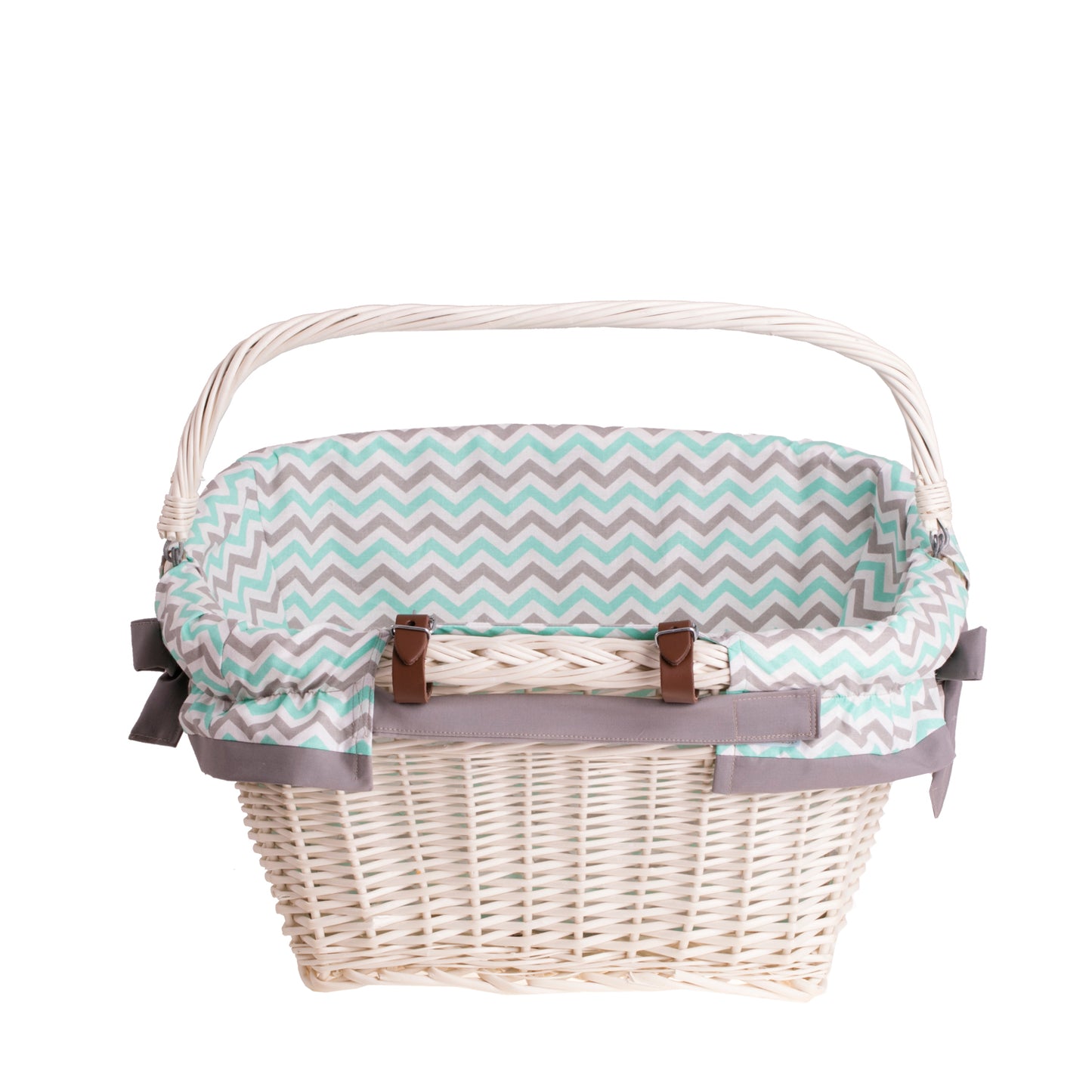 Magnus wiklinowy kosz na rower z obszyciem na kierownicę, z paskami TheWickerStories