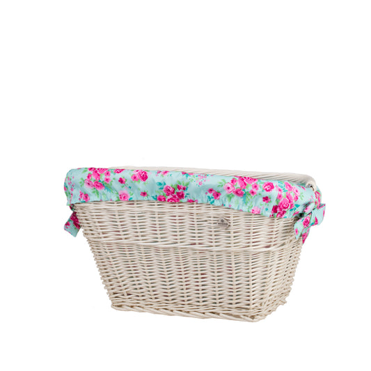 Magnus wiklinowy kosz na rower z obszyciem, z paskami do montażu TheWickerStories