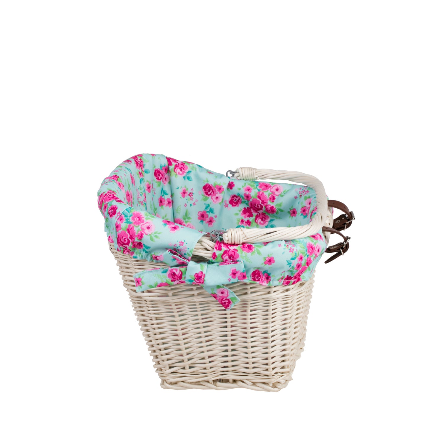 Magnus wiklinowy kosz na rower z obszyciem, z paskami do montażu TheWickerStories