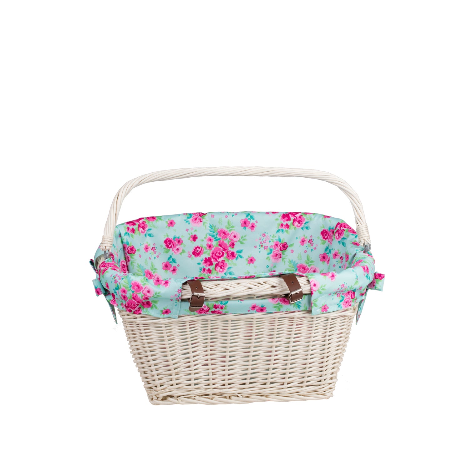 Magnus wiklinowy kosz na rower z obszyciem, z paskami do montażu TheWickerStories