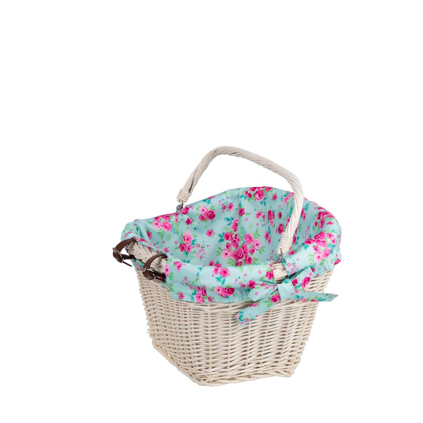 Magnus wiklinowy kosz na rower z obszyciem, z paskami do montażu TheWickerStories