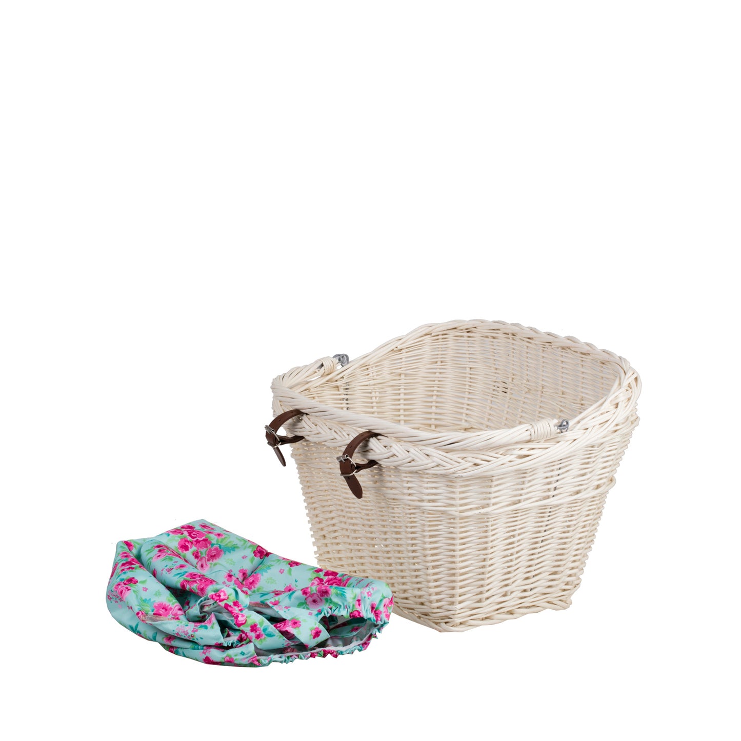 Magnus wiklinowy kosz na rower z obszyciem, z paskami do montażu TheWickerStories