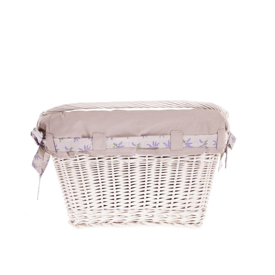 Marinus wiklinowy kosz na rower z kremowym obszyciem, z hakami TheWickerStories