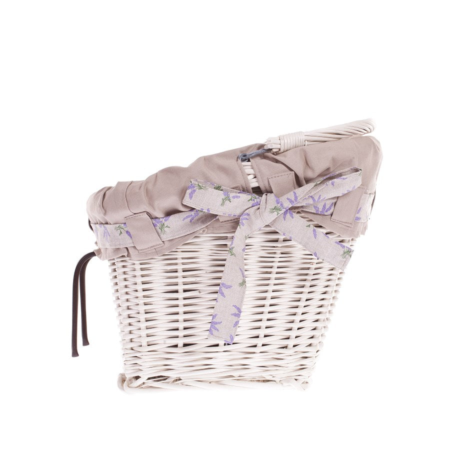 Marinus wiklinowy kosz na rower z kremowym obszyciem, z hakami TheWickerStories