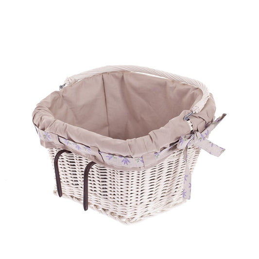 Marinus wiklinowy kosz na rower z kremowym obszyciem, z hakami TheWickerStories