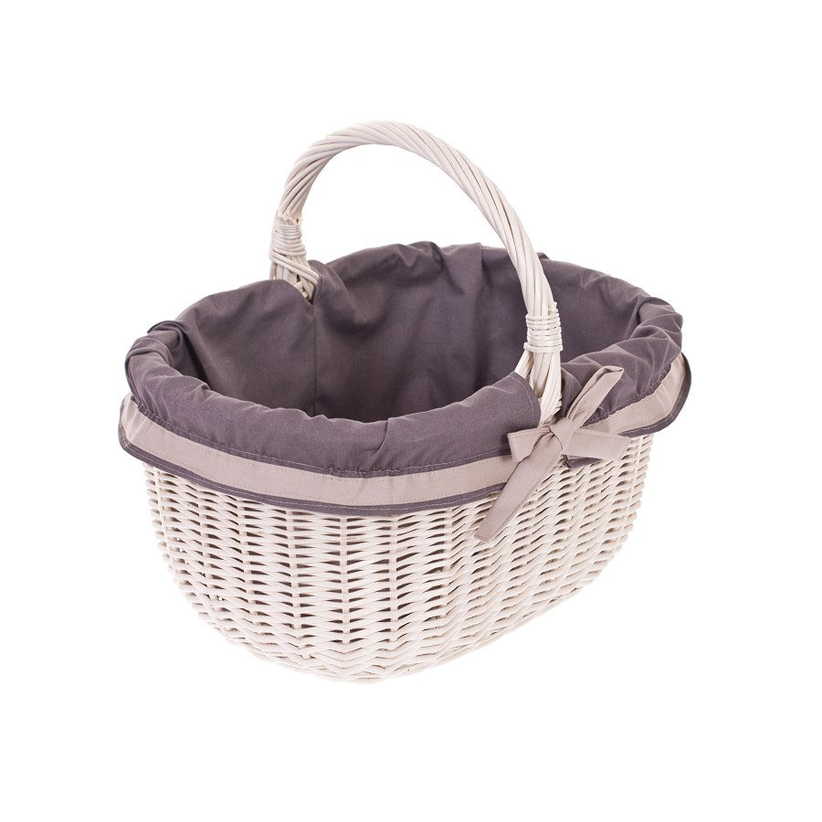 Walerissa kosz na zakupy z rączką wiklinową i szarym obszyciem TheWickerStories