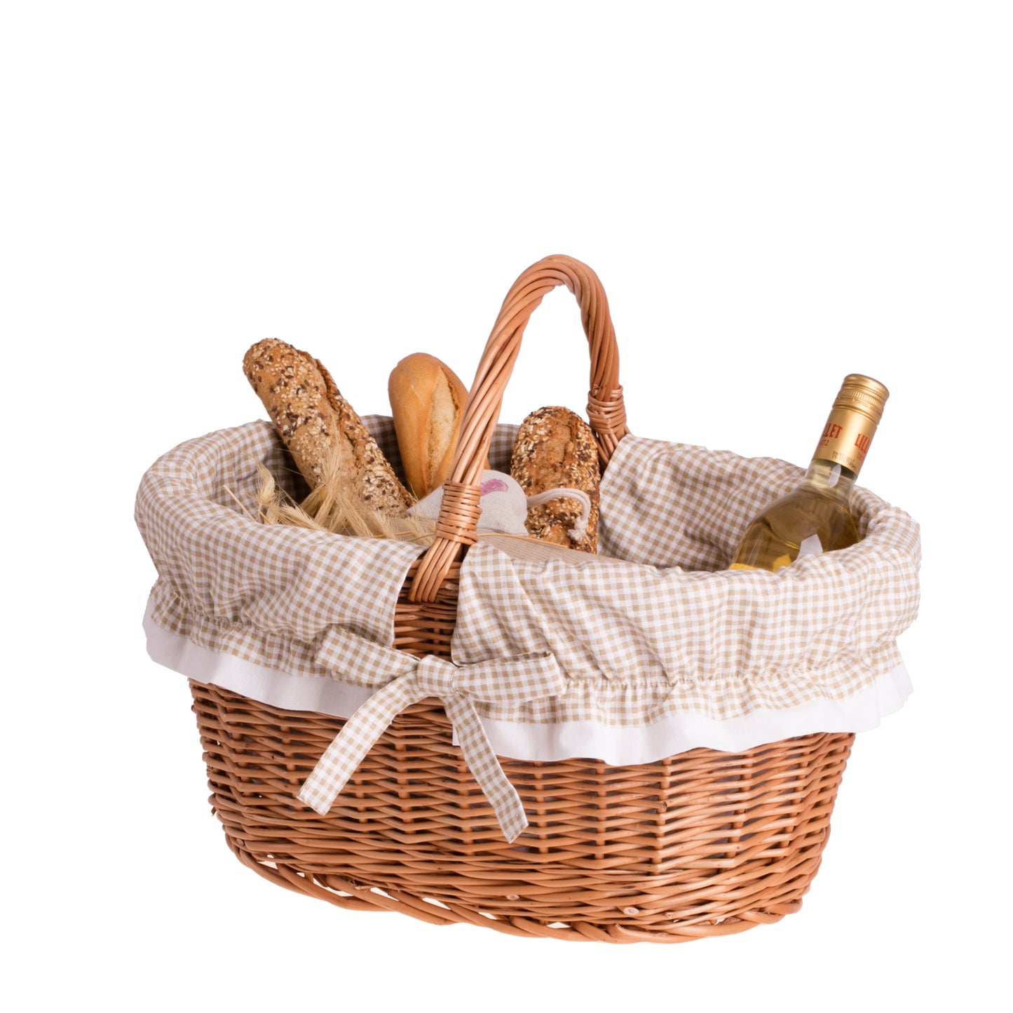 Walerissa kosz na zakupy z rączką wiklinową i beżowym obszyciem TheWickerStories