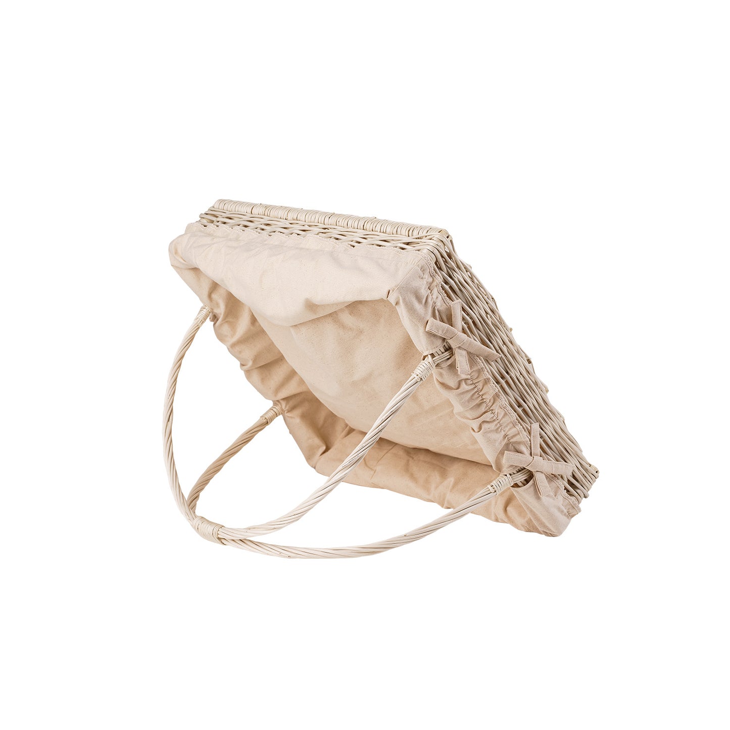 Allium wiklinowy kosz na serwowanie z kremowym obszyciem, z uchwytami