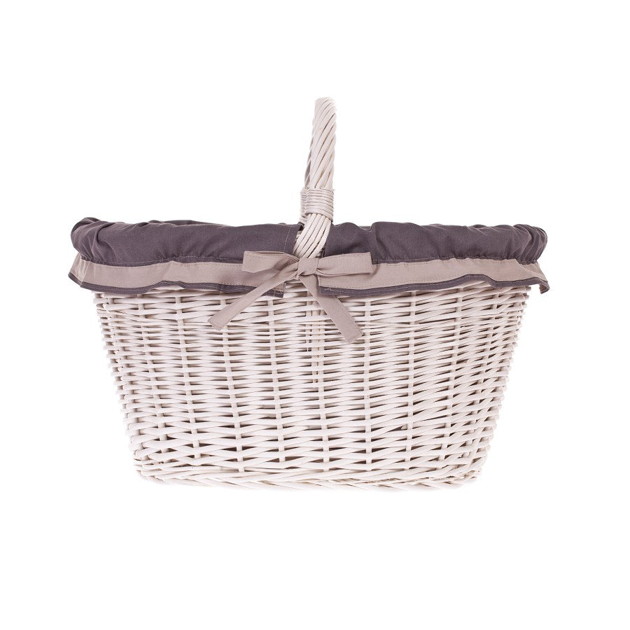 Walerissa kosz na zakupy z rączką wiklinową i szarym obszyciem TheWickerStories